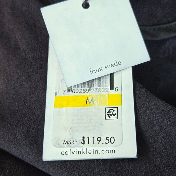 Calvin Klein Size Medium Black Metallic Long Line Vest Asymmetic Zip Sleeveless - Picture 11 of 15